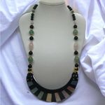 Lee Sands Rainbow Inlay Multicolor Beaded Collar Necklace NWT Black Photo 1