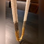 Talbots NWT White Silver Gold Seed Beaded Necklace summer beach casual resort Photo 9