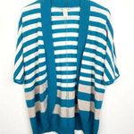 WHITE + WARREN 100% Cashmere Striped Open Front Sweater Cardigan Womens Small Blue Photo 0