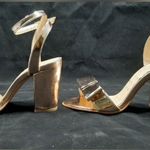 Loly in the Sky Rose Gold Block Heels Ankle Strap Bow & Heart ModCloth Size 7.5 Photo 3