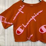 Champion Reverse Weave Crop Top Logo All Over Print Large Spell Out size XS Photo 5