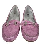 White Mountain  Lavender Pink Metallic Embossed Croc Driving Loafers Sz 9 NWOT Photo 1