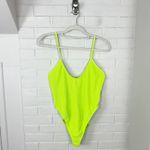 Good American  Always Sunny One Piece Ribbed Swimsuit in Electric Lime/Yellow Photo 1