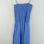 Faithfull the Brand Faithful the Brand Linen Smocked Bodice Maxi Dress Blue Sleeveless Casual Summer Photo 5