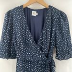 Princess Polly  Wrap Dress Size 4 Navy Dots Evas Garden Spotted Wedding Event Photo 4