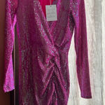 Show Me Your Mumu Party Hop Dress Mini V-Neck Sequins Barbie Hot Pink NWT XS Photo 0