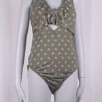 Garnet Hill NWT Olive Green Floral One Piece Swimsuit Size 14 Photo 0