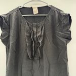 Max Mara Weekend 100% Silk Black Short Sleeve Ruffle Front Shift Dress Sz 12 US Photo 1