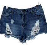 Highway Jeans Denim Shorts Juniors 5 Medium Wash Distressed High Rise Festival Photo 0