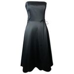 White House | Black Market  Black Satin Strapless A-line Belted Dress Photo 10