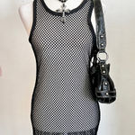 Refuge Black‎ Fishnet Dress, Y2K Grunge Goth Festival Clubwear Edgy Small Photo 0