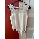 Charlotte Russe  Floral Crochet Lace Tie Bottom Sleeveless Blouse, L, White Photo 2