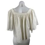Ella Moss  Women's White Half Sleeve Embroidered Eyelet Peasant Blouse Top Size M Photo 1