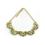 Women's Green and Gold Floral Cluster Statement 19" + 3" Extender Necklace Photo 4
