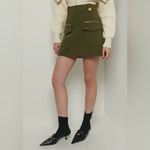 Derek Lam 10 Crosby Trix Gold Buttons High-Waisted Utility Skirt Army Green Sz 4 Photo 3