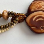 Brown Bohemian Elephant Pendant Necklace, Retro Wooden Elephant Pendant Necklace Photo 6