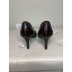 Lauren Ralph Paulette Alligator Croc Safari Brown Heels Sz 6 B Gold Buckle Logo Photo 3