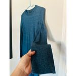 COS Teal Blue Sweater Style Long Sleeve High Side Slit Crewneck Dress size US XS Photo 6