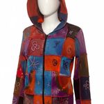 Bohemian Womens Size Medium Full Zip Hooded Jacket Patchwork Embroidered Hippie Photo 0