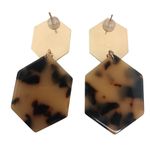 Tan and Brown Geometric Drop Earrings Photo 3