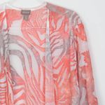 Chico's  Womens Burnout Open Front Cardigan Coral Zebra Print Lightweight Size 2 L Photo 1