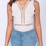 Crochet Lace Trim Mesh Back Sleeveless Bodysuit 2 NWT Photo 2