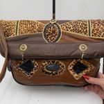 Vintage Made in USA Brown Leather Patchwork Shoulder Bag Leopard Print Snake Photo 7