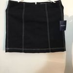 Forever 21 black jean skirt with thick white stitch Photo 0