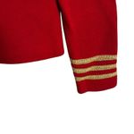 St. John  Collection Red Knit Gold Stripe Trim Notch Collar Button Front Jacket 2 Photo 6