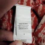 Lucky Brand  red geo split neck linen blend short sleeve tee size medium Photo 7