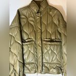 ZARA Like New! Faux Leather Outer Shell Green Coat, size XS Photo 2