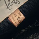 Vintage Filene’s Navy Blue Sun Straw Hat with Satin Paisley Ribbon Photo 4