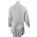ZARA White Blue Striped V Neck 3/4 Sleeve Button Down Tunic Shirt Blouse Top XS Photo 1
