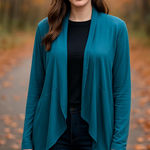 AB Studio Cardigan Women's Size XS Teal Long Sleeve Open Duster Cover Layering Photo 0