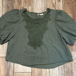 Toby & Olive Sleep In The Stars Olive Green Embroidered Puff Sleeve Size L Photo 0