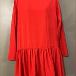 Pretty Little Thing PLT Red Long Sleeve Frill Hem Dress Photo 2
