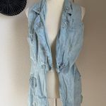 Vintage Boy Blue Embellished Denim Midi Vest, Size Large Photo 0