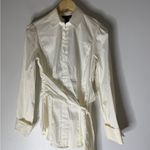 White House | Black Market NWT WHBM White Iconic Siren Shirt Blouse Tie Waist Collar Long Sleeve Size 6 Photo 2