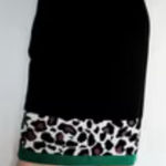 MARCCAIN Marc Cain Black and Leopard Print Pencil Skirt Size 1 Green Trim Photo 0