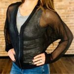 Elan  Silver Sheer Knitted Zip Up
Cardigan(Size Small) Photo 0