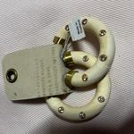 Anthropologie  Cream and Gold Hoop Earrings Photo 4