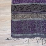 Pashmina  purple silver patterned fringe scarf Photo 8