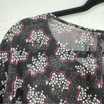 Anna Sui  Black Ditsy Floral Blouse Womens L Sheer Boho Peplum Long Sleeve Top Photo 6