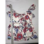 French Connection  Aden Bai Lurex Frill Cami Top Summer White Cerise Size 4 NWOT Photo 7