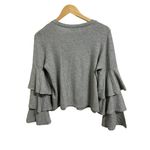 Jack by BB Dakota Jack by‎ BB Dakota Women's Gray Crop Sweatshirt with Festive Sleeves Size Small Photo 4