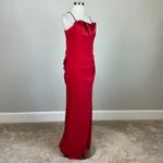 AQUA  Women's Formal Dress Size 12 Red Crepe and Satin Long Column Evening Gown Photo 2