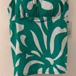Shade & Shore Green and White Cut Out Fitted Bikini Tank Top Photo 2