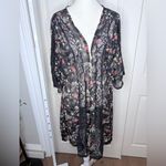 Sam Edelman  Black Chiffon Lace Floral Print Robe Kimono Bohemian Medium Photo 6