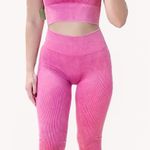 Boutique High Waist Mineral Wash Seamless Gym Yoga Workout Set M/L Pink Size M Photo 0
