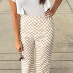 Mod Ref Tan And White Checkered Pants Photo 0